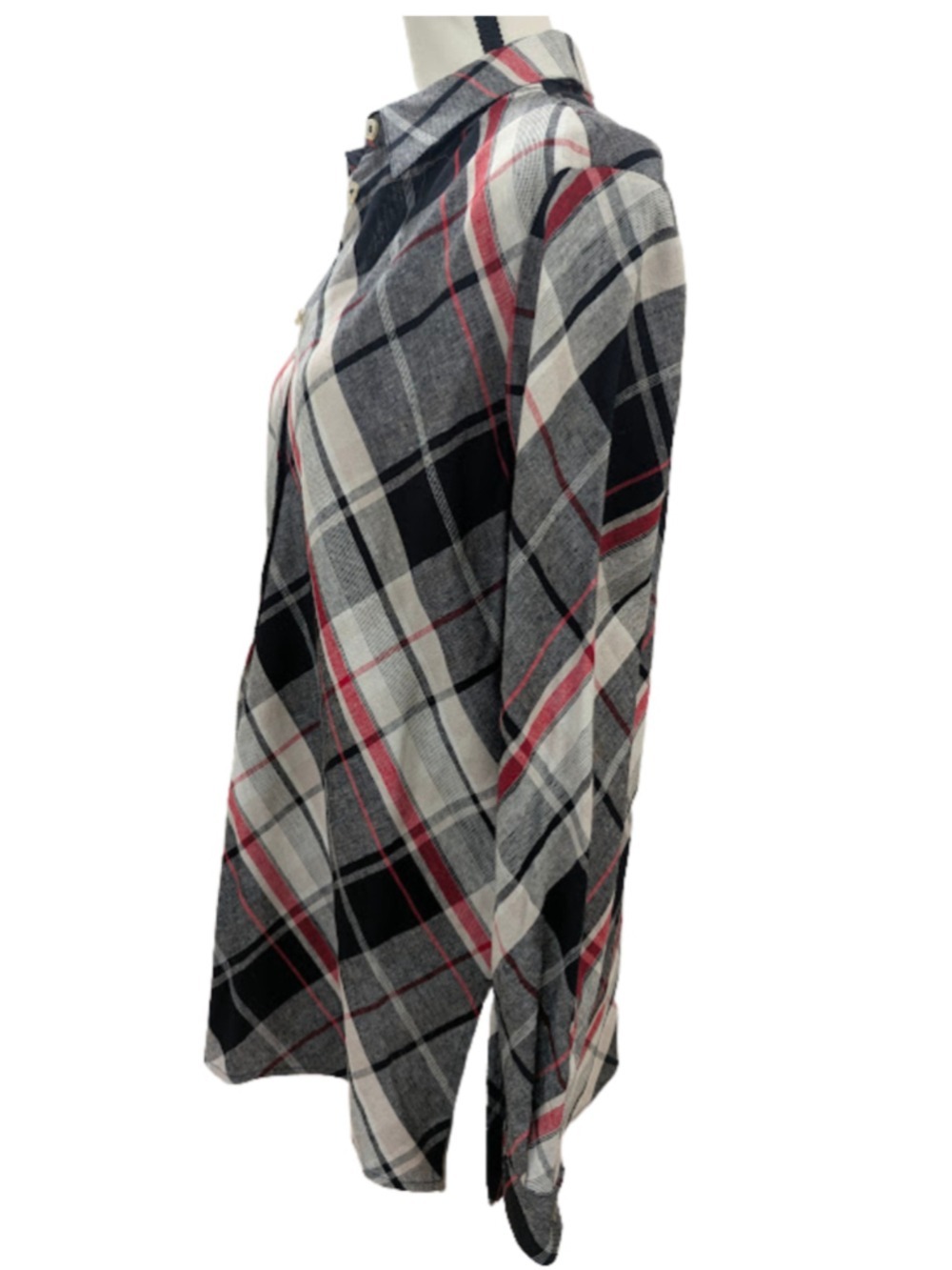 Linen Blend Plaid Requirements Womens Shirt M Grunge Academia Cabincore Y2K - Picture 4 of 9